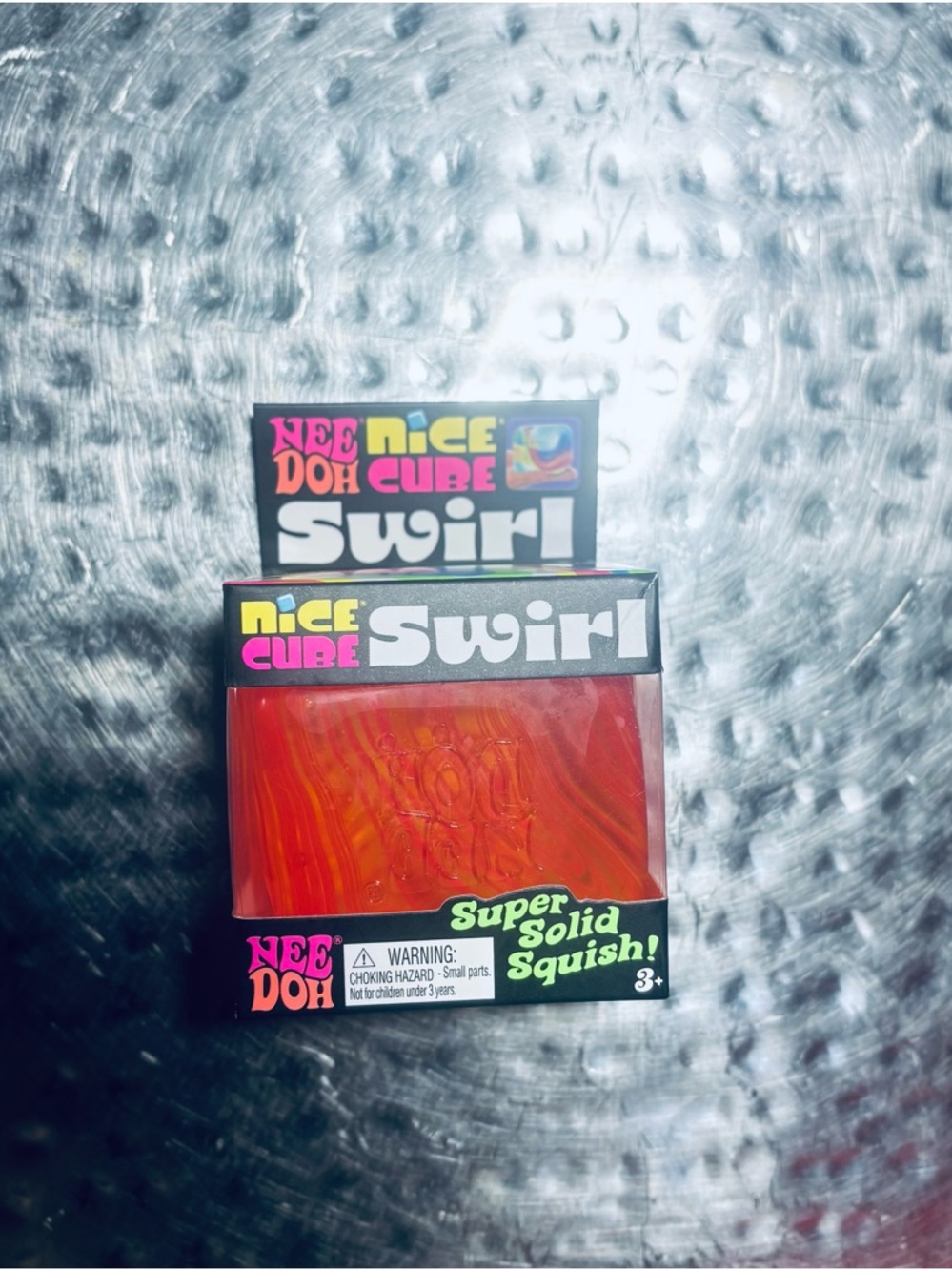 Nee Doh Nice Cube Swirl Kids Toy - Red/Orange Super Solid Squish